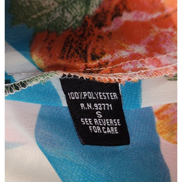 Kaktus Women's Round Neck Floral Print Sleeveless Sheer Lo-Hi Blouse Size XS - Picture 6 of 6